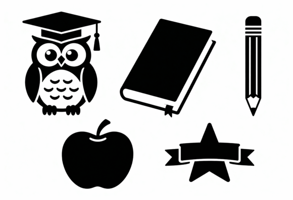 Cute School Icons: Graphics for Crafts