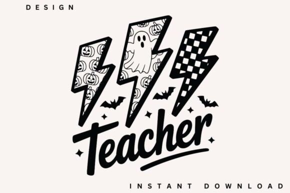 Halloween Teacher Lightning Bolts SVG: Graphics for Crafts