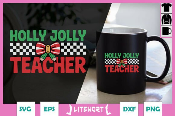 Holly Jolly Teacher Coquette Pencil SVG: Graphics for Crafts