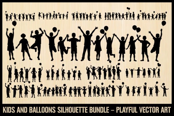 Kids Balloons Silhouette Graphics for Crafts