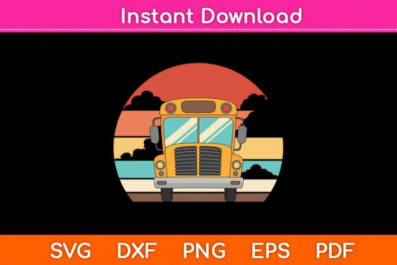 School Bus Driver Retro Yellow Graphics & Crafts