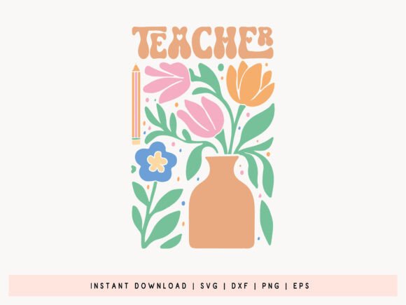 Teacher Boho Floral SVG: Crafts & Graphics