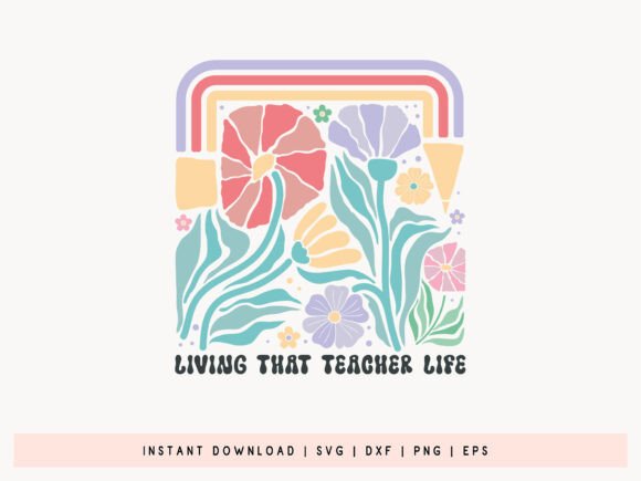 Teacher Boho Flower SVG Vector for Crafts
