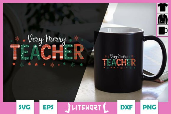 Very Merry Teacher Coquette Xmas SVG: Crafts & Graphics